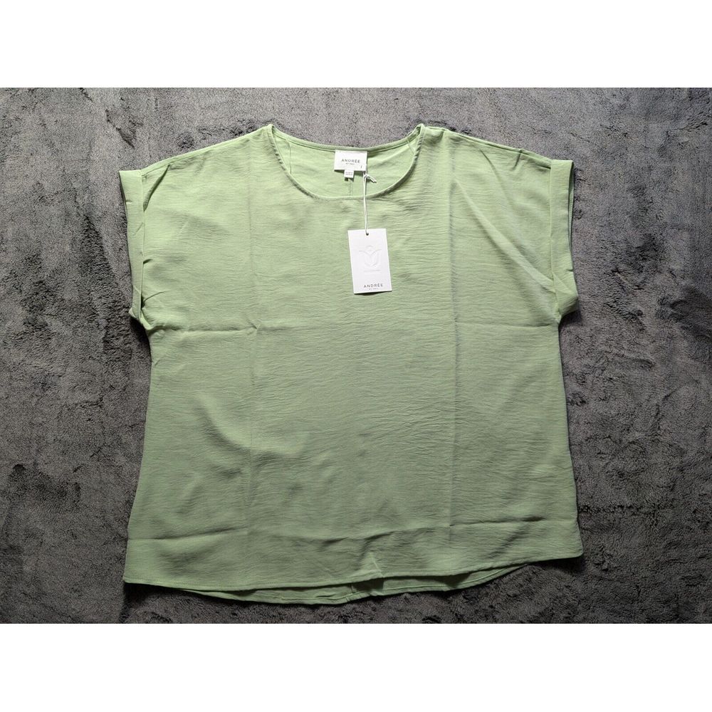 Andree By Unit Short Sleeve Loose Fit Top Women's Size Large Green